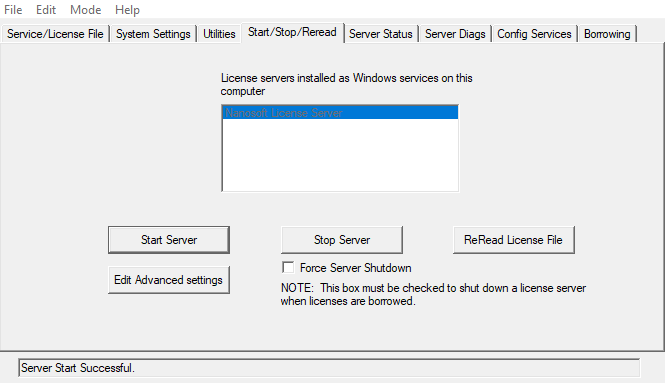 перезапуск сервера лицензий Нанософт в Windows